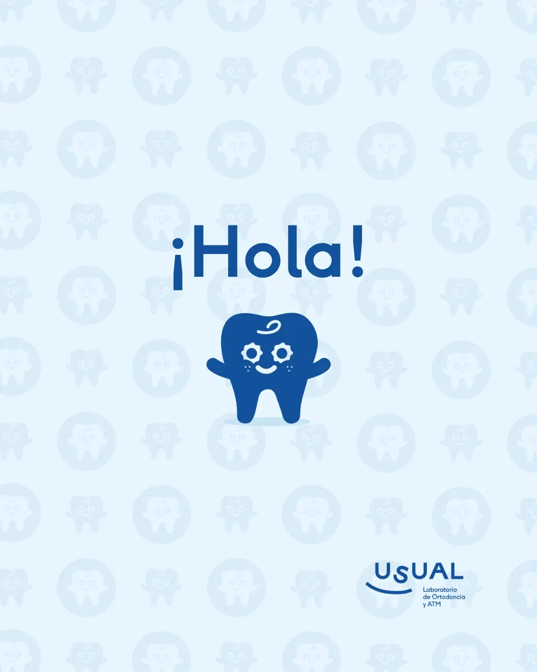 Carrusel Usual Dental Lab · '¡Hola!' con diente sonriente, portada de presentación