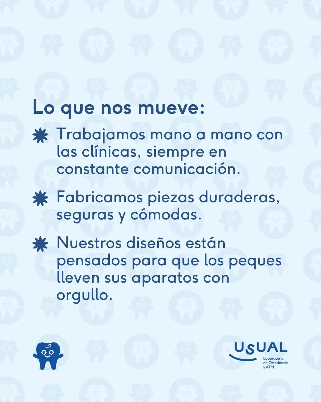 Carrusel Usual Dental Lab · 'Lo que nos mueve' — trabajo con clínicas, piezas duraderas y diseño con orgullo